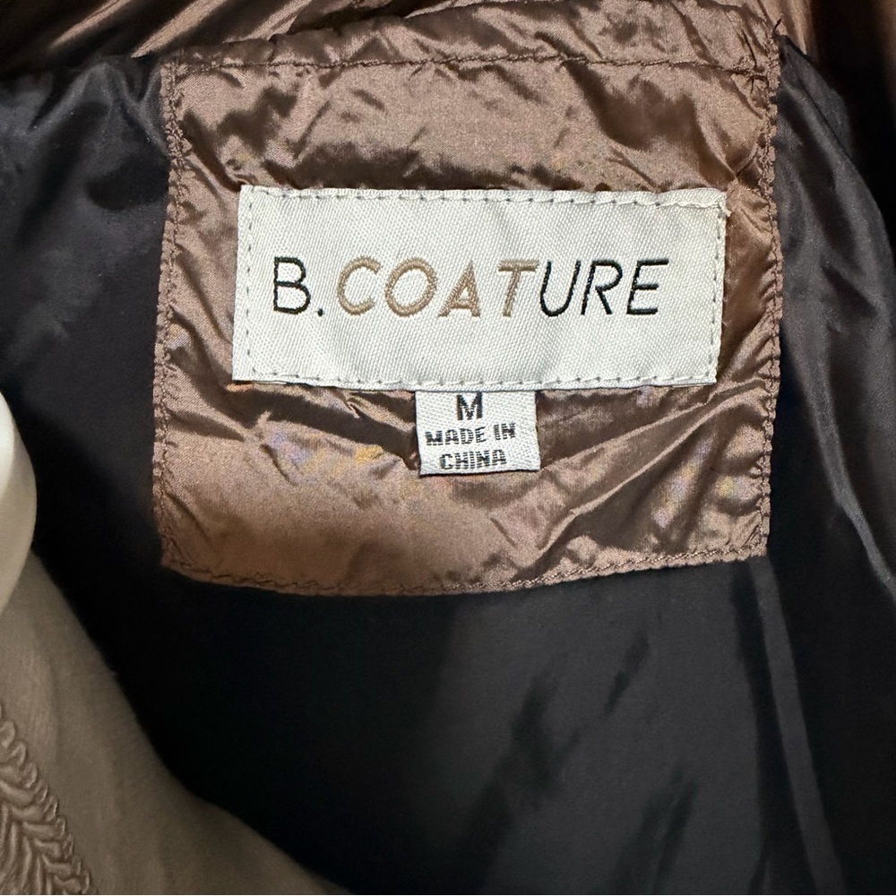 Elegant Brown Puffer Jacket with Faux Fur Trim - Picture 10 of 11